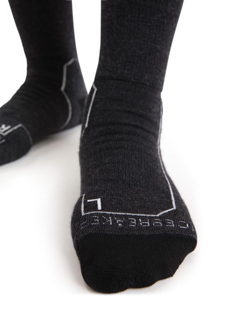 Women's Icebreaker Merino Hike+ Heavy Crew Socks Jet Heather | CA 1497QMAZ